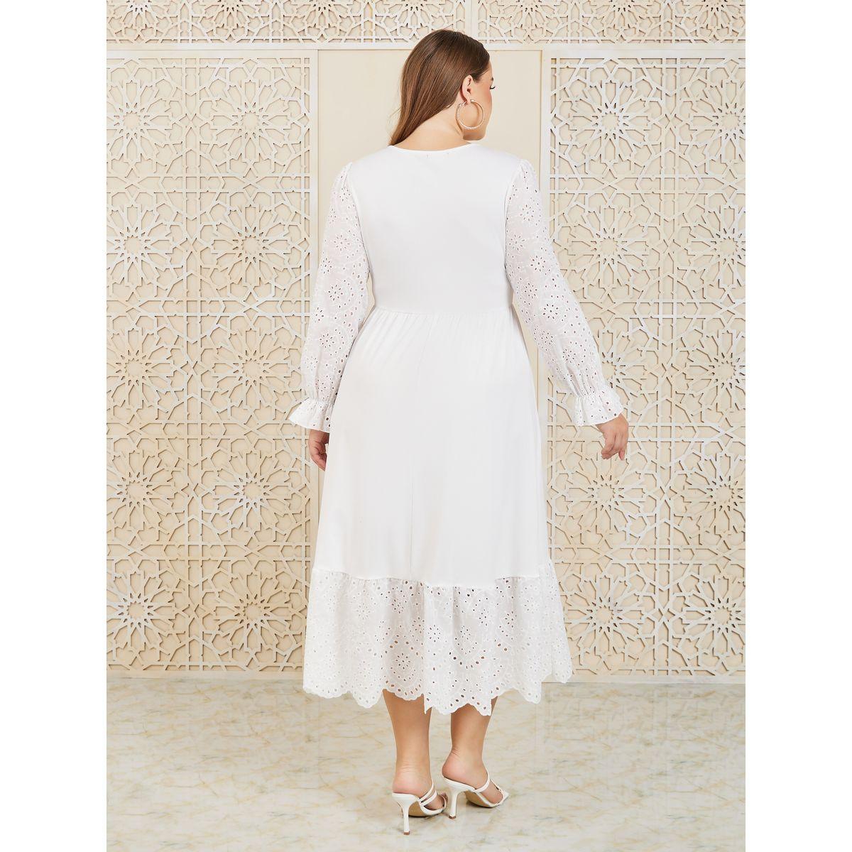 Styli Schiffli Sleeves Hem A-Line Midi Dress-women-clothing-dresses-image-4