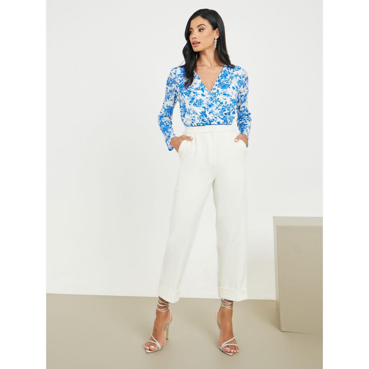 Styli Floral Print V Neck Wrap Style Bodysuit-women-clothing-shirtsandblouses-blouses-image-3