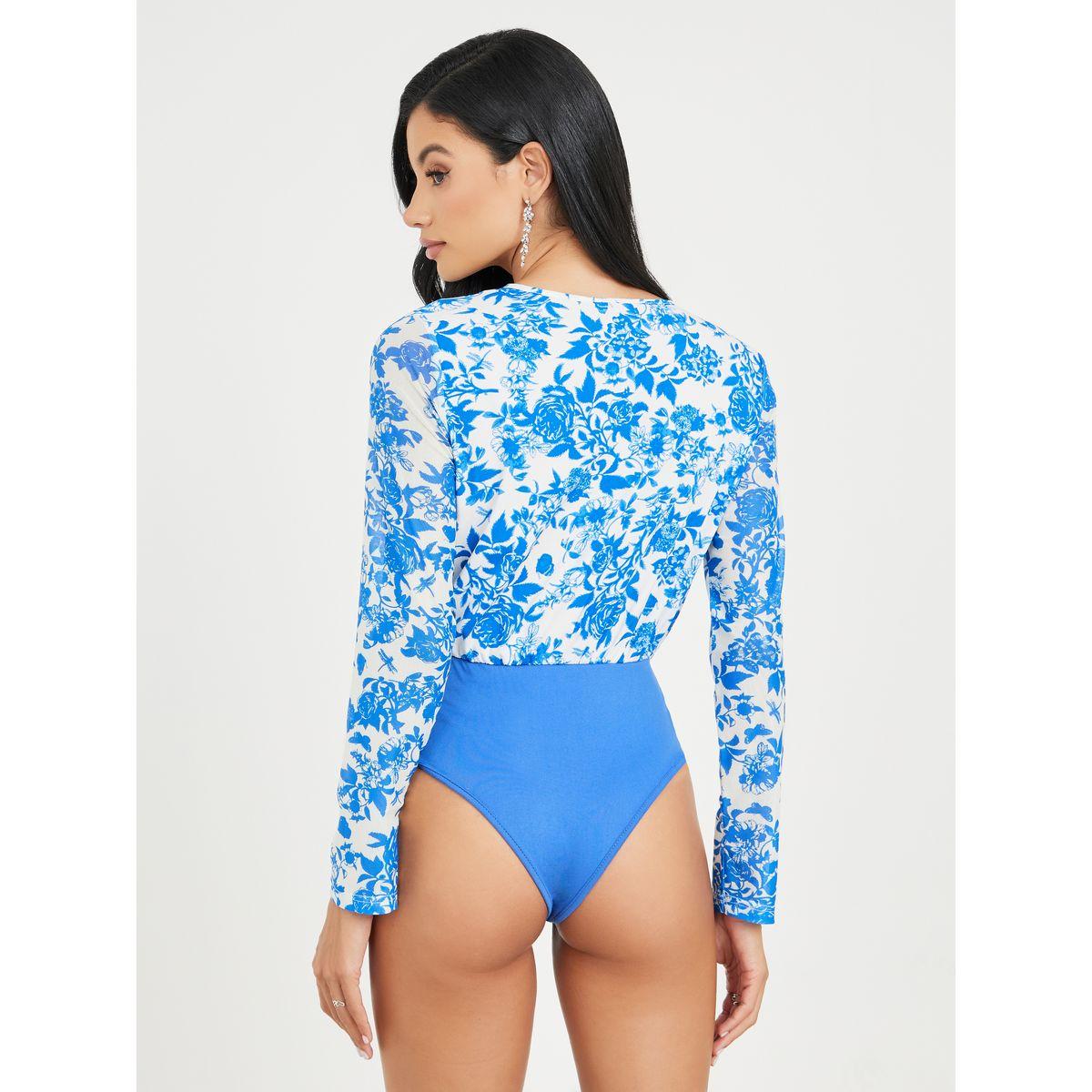Styli Floral Print V Neck Wrap Style Bodysuit-women-clothing-shirtsandblouses-blouses-image-5