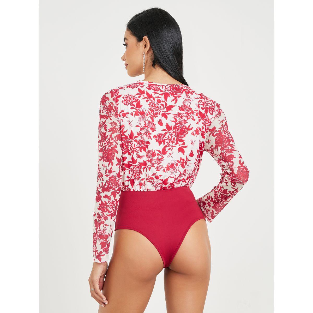 Styli Floral Print Wrap Style Bodysuit-women-clothing-shirtsandblouses-blouses-image-2