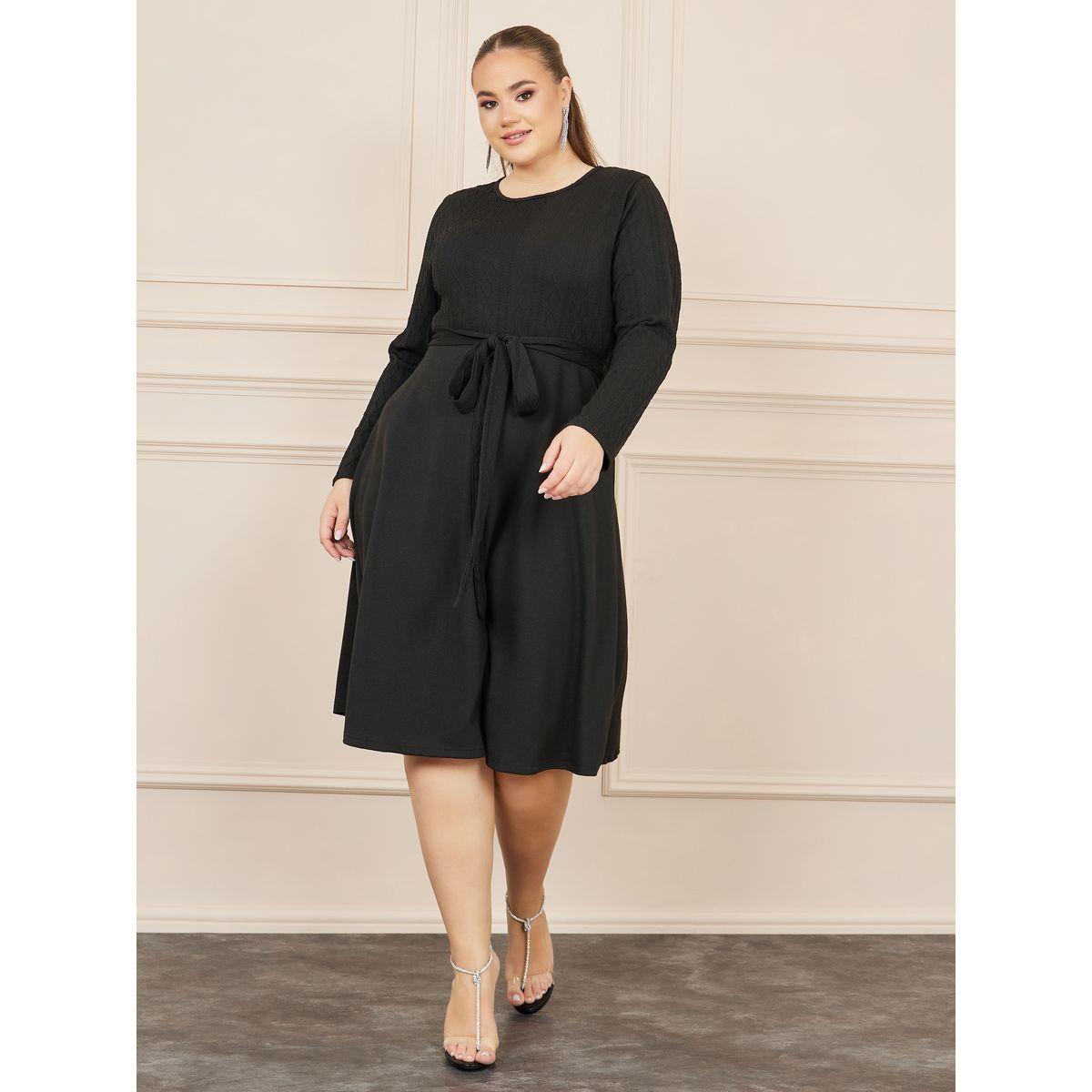 فستان ميدي محبوك برباط خصر-women-clothing-dresses-image-2