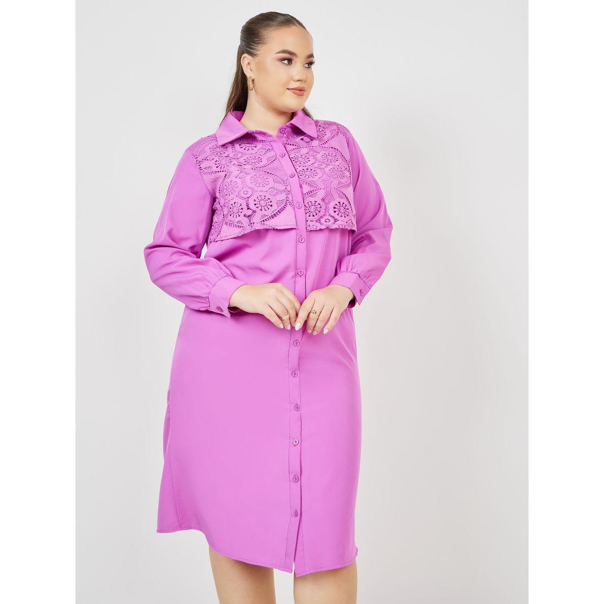 فستان ميدي بمقاس كبير وتفاصيل دانتيل-women-clothing-dresses-image-2