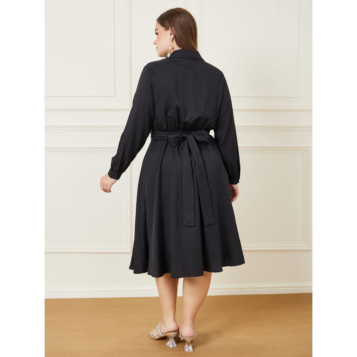 فستان ميدي بمقاس كبير وربطة خصر-women-clothing-dresses-image-5