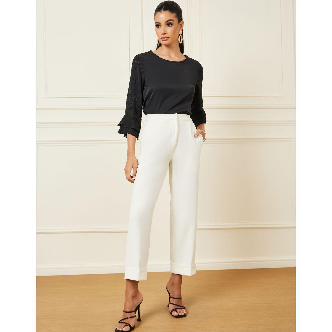 Styli Jacquard Ruffled Sleeve Detail Blouse-women-clothing-shirtsandblouses-blouses-image-3