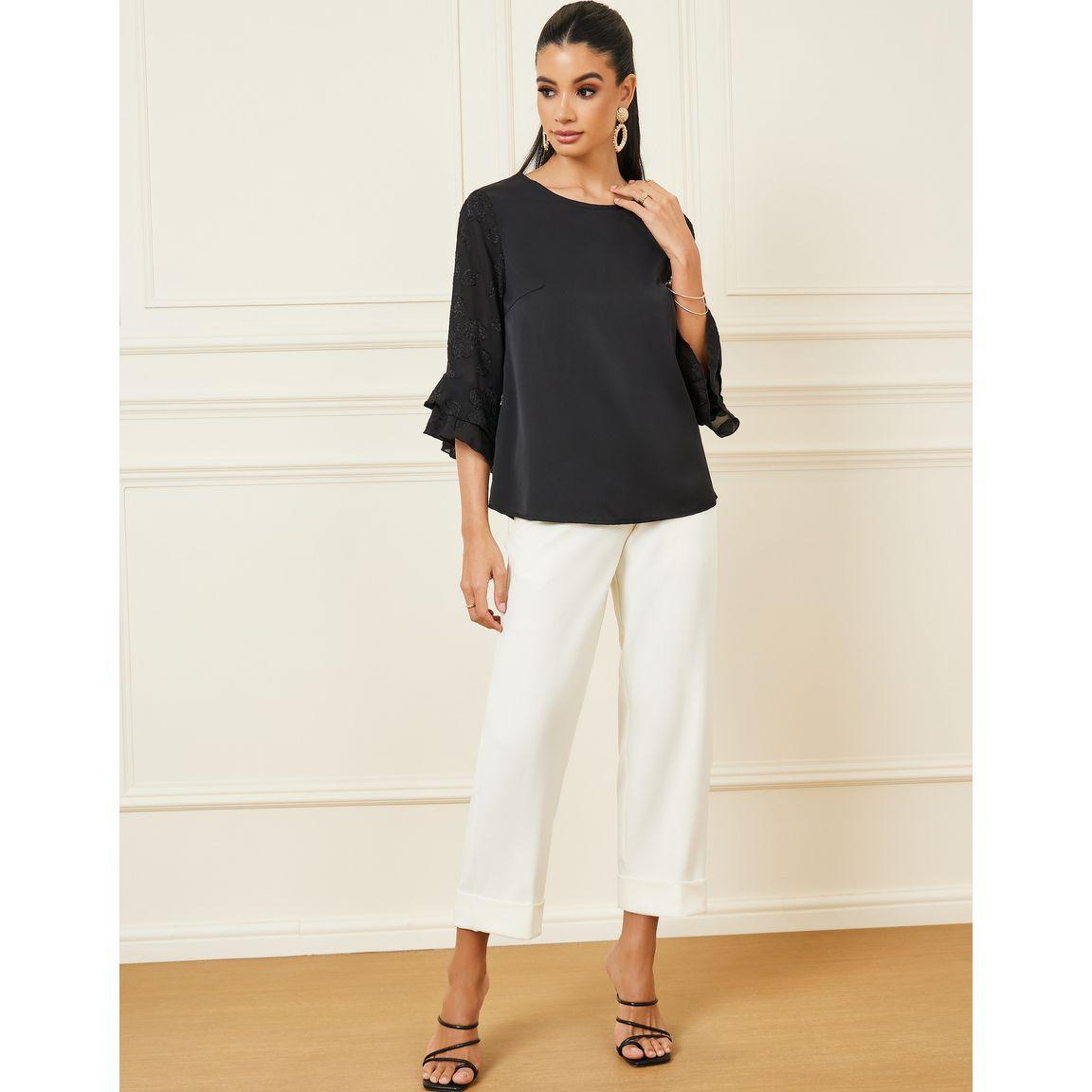 بلوزة جاكار بأكمام مكشكشة-women-clothing-shirtsandblouses-blouses-image-4