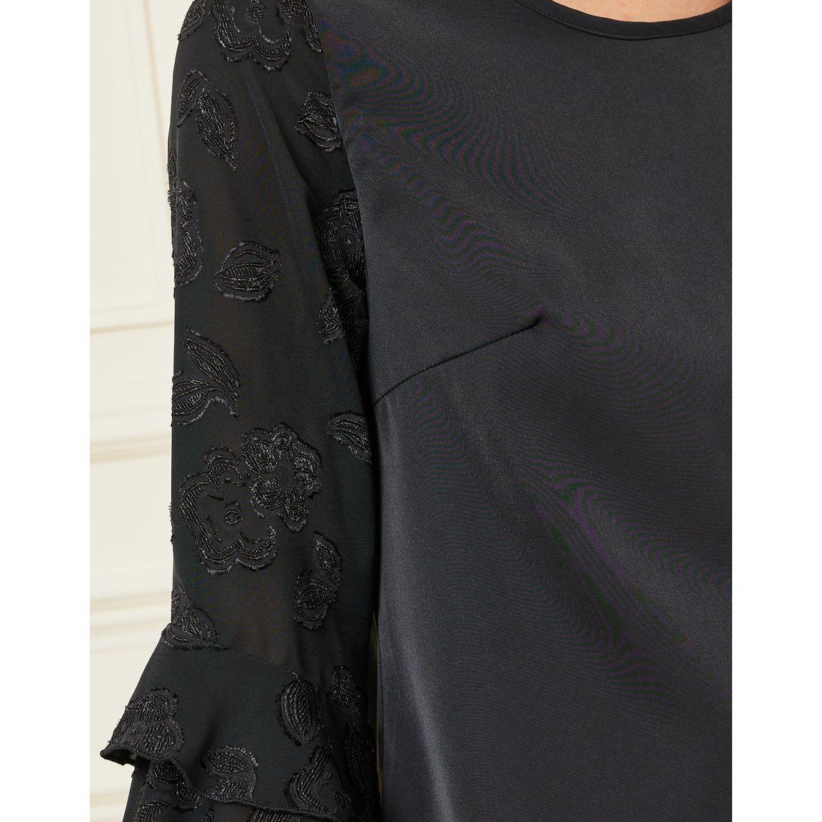Styli Jacquard Ruffled Sleeve Detail Blouse-women-clothing-shirtsandblouses-blouses-image-5
