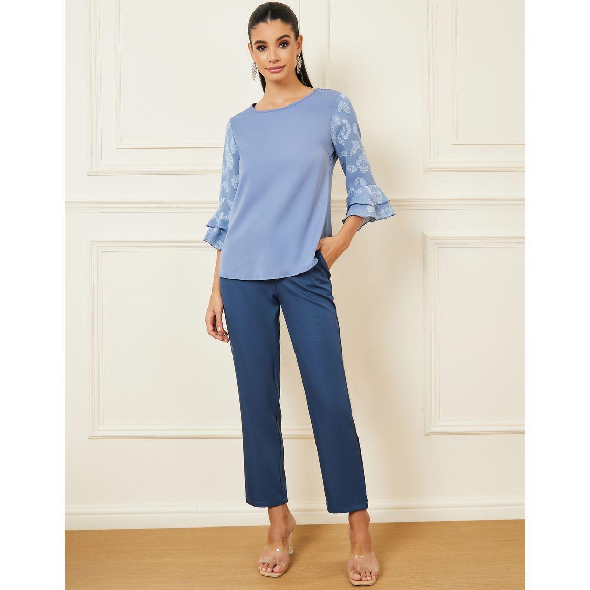 بلوزة جاكار بأكمام مكشكشة-women-clothing-shirtsandblouses-blouses-image-3