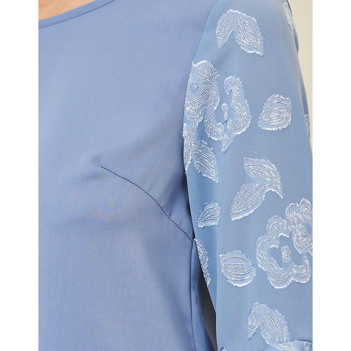 Styli Jacquard Ruffled Sleeve Detail Blouse-women-clothing-shirtsandblouses-blouses-image-5