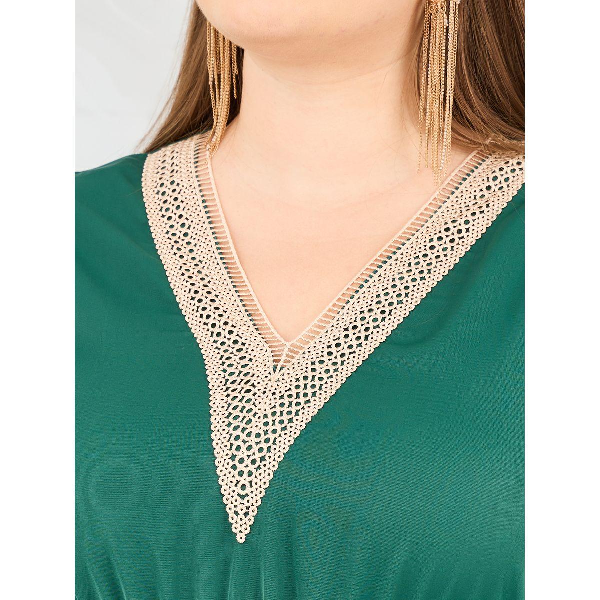 Styli Plus Lace Detail V Neck A-Line Midi Dress-women-clothing-dresses-image-3