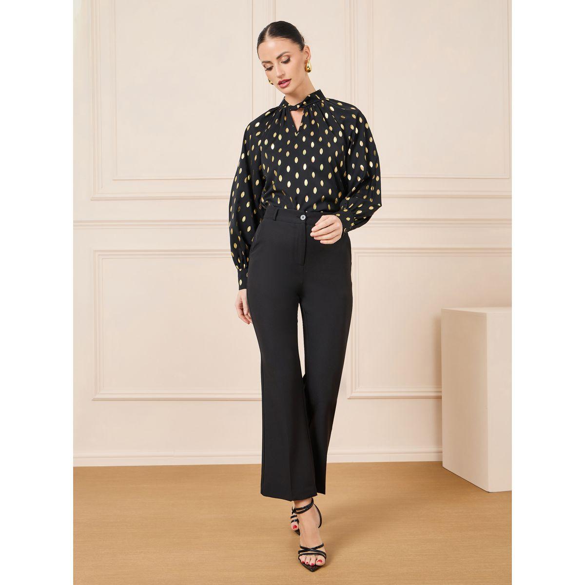 Styli Foil Keyhole Neck Long Sleeve Blouse-women-clothing-shirtsandblouses-blouses-image-3