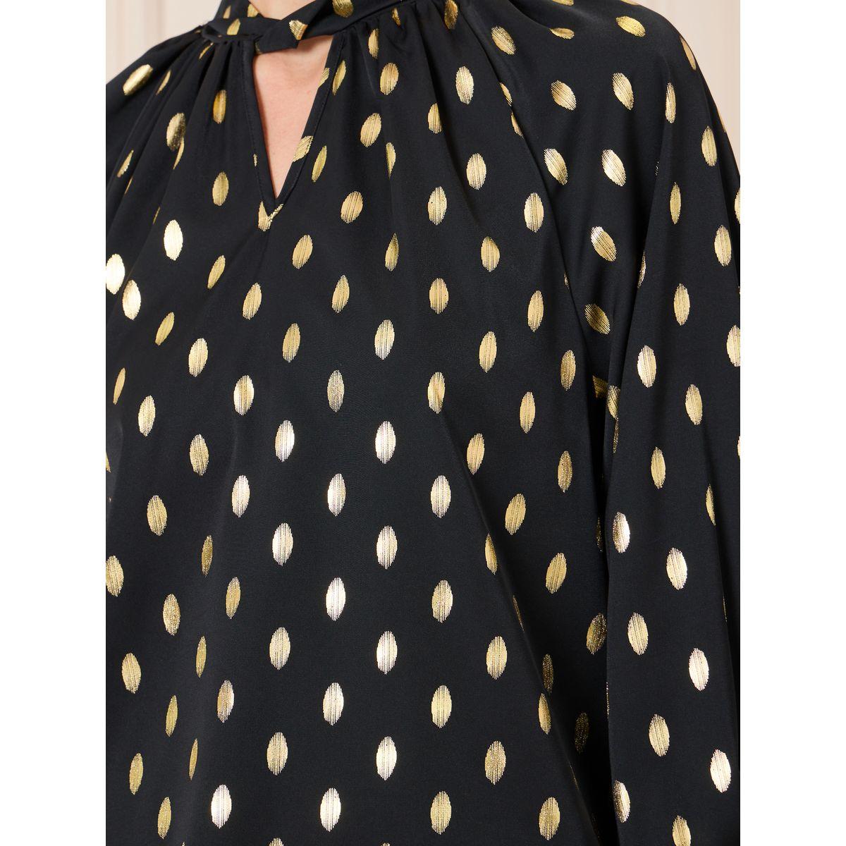 Styli Foil Keyhole Neck Long Sleeve Blouse-women-clothing-shirtsandblouses-blouses-image-4