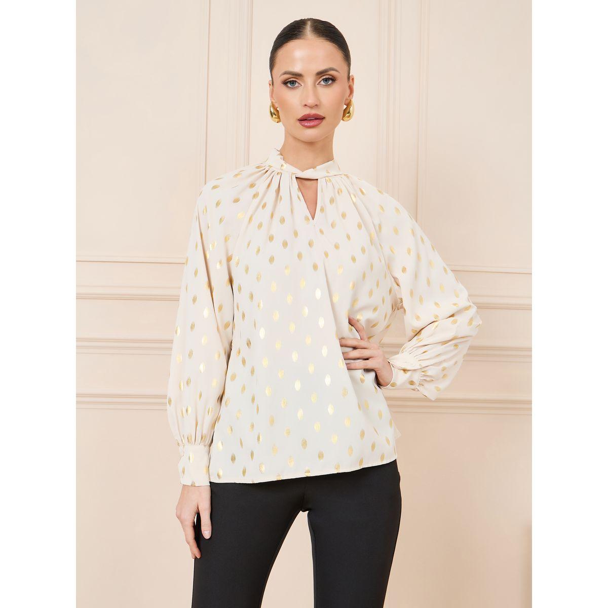Styli Foil Print Keyhole Neck Blouse-women-clothing-shirtsandblouses-blouses-image-2
