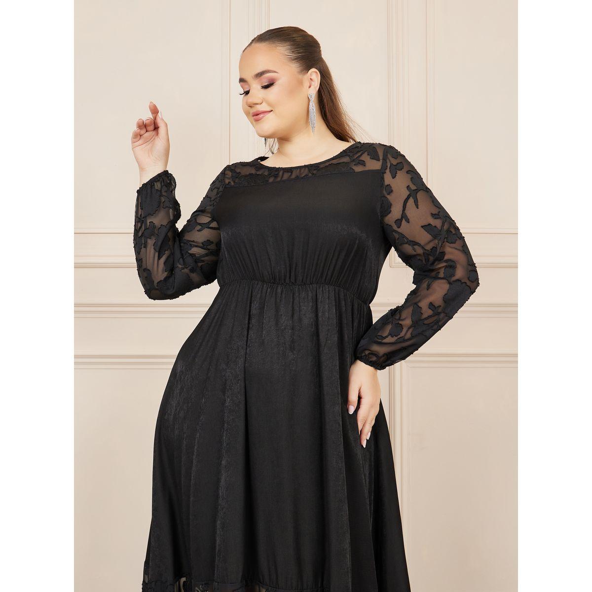 Styli Plus Textured A-line Maxi Dress-women-clothing-dresses-image-2
