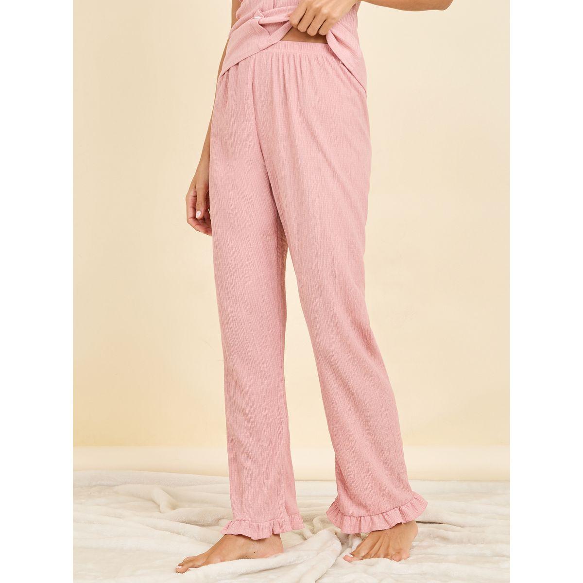 Styli Unwind Textured Ruffle Edge Cami and Pyjama Set-women-clothing-nightwear-pyjamas-longsets-image-5