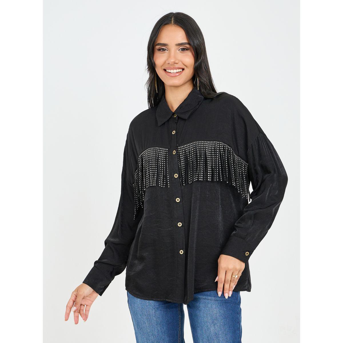 Styli Fringe Detail Drop Shoulder Regular Fit Shirt-women-clothing-shirtsandblouses-shirts-image-2