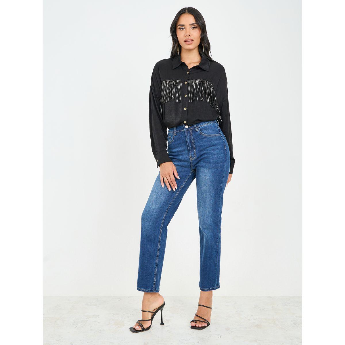 Styli Fringe Detail Drop Shoulder Regular Fit Shirt-women-clothing-shirtsandblouses-shirts-image-3