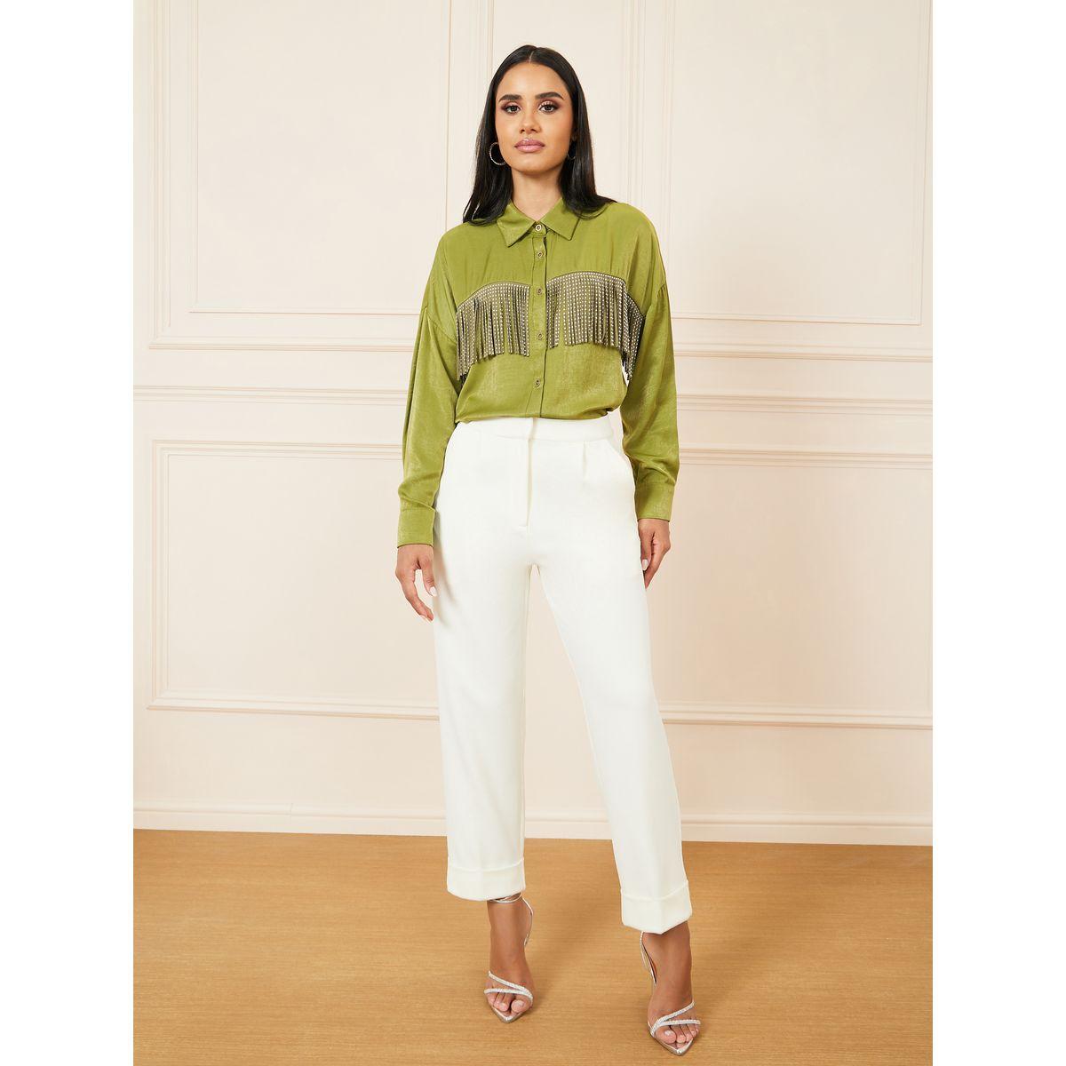 Styli Fringe Detail Drop Shoulder Regular Fit Shirt-women-clothing-shirtsandblouses-shirts-image-3