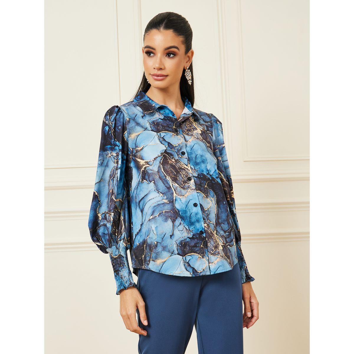 Styli Abstract Print Shirt with Cuffed Sleeve-women-clothing-shirtsandblouses-shirts-image-2