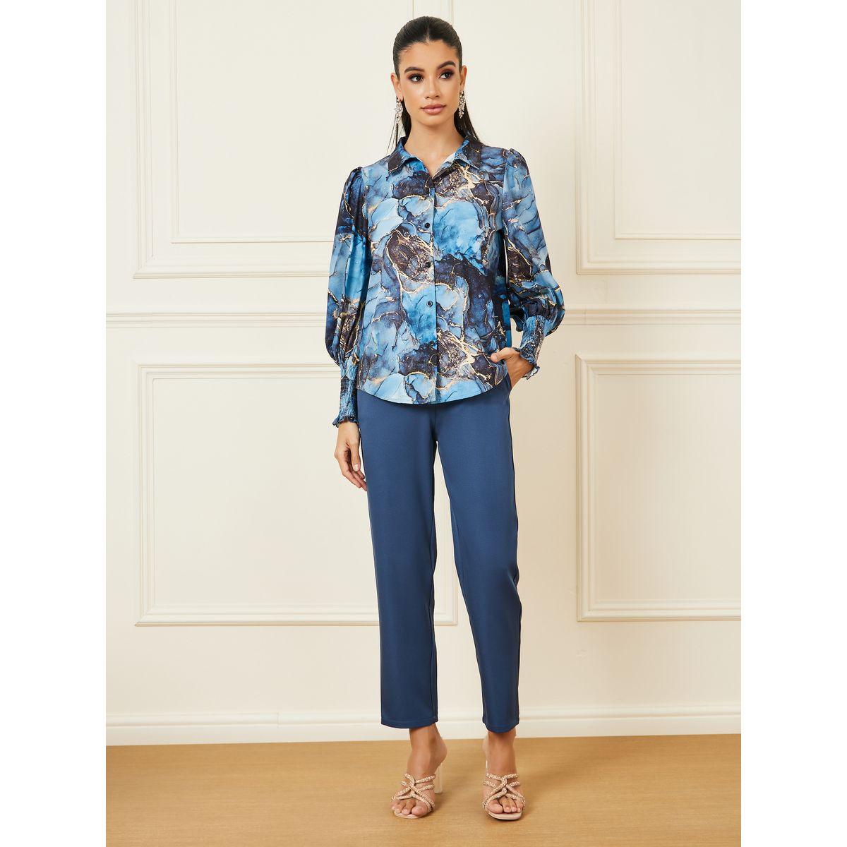 Styli Abstract Print Shirt with Cuffed Sleeve-women-clothing-shirtsandblouses-shirts-image-4
