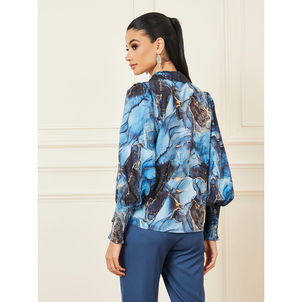 Styli Abstract Print Shirt with Cuffed Sleeve-women-clothing-shirtsandblouses-shirts-image-6
