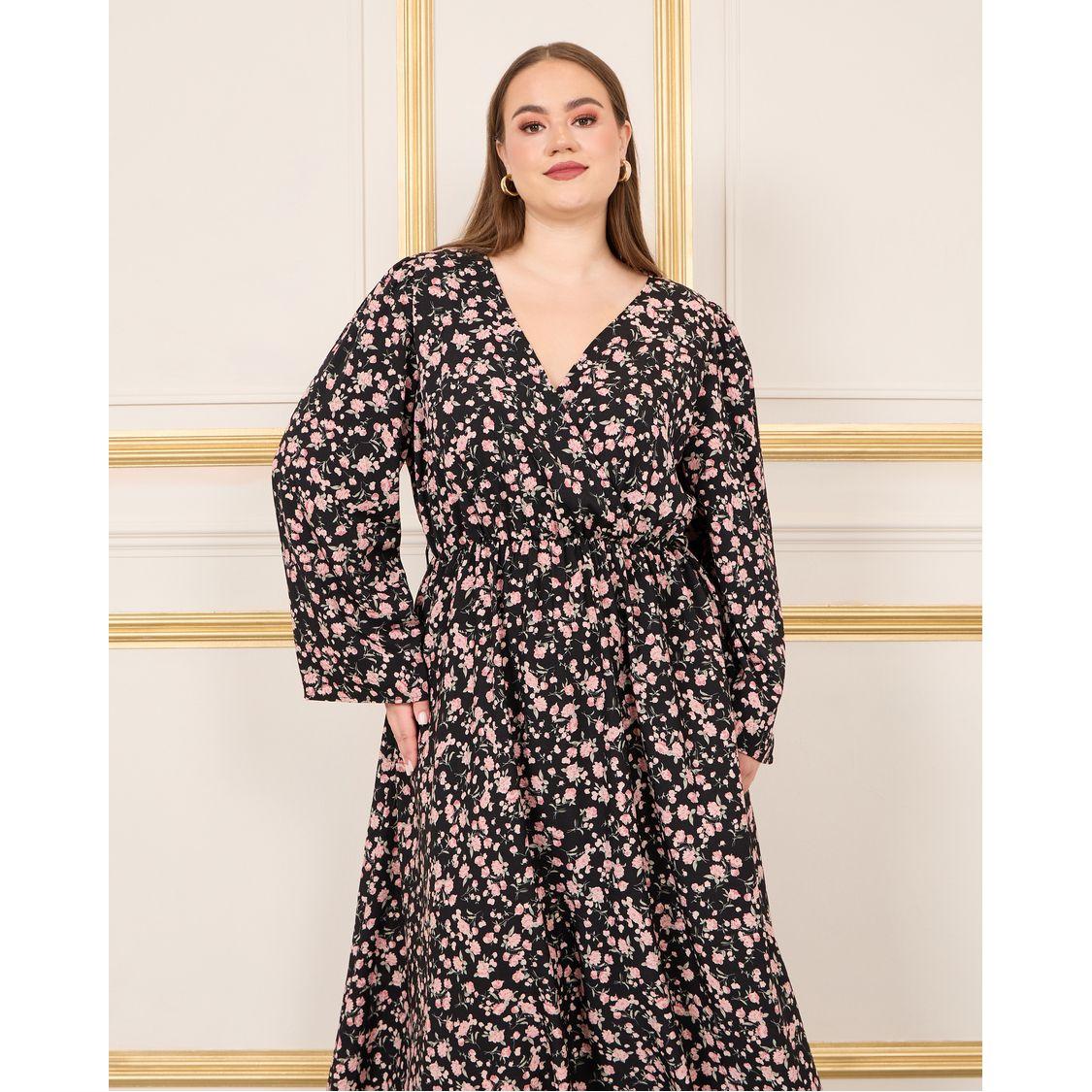 Styli Plus Ditsy Print Wrap Maxi Dress-women-clothing-dresses-image-2