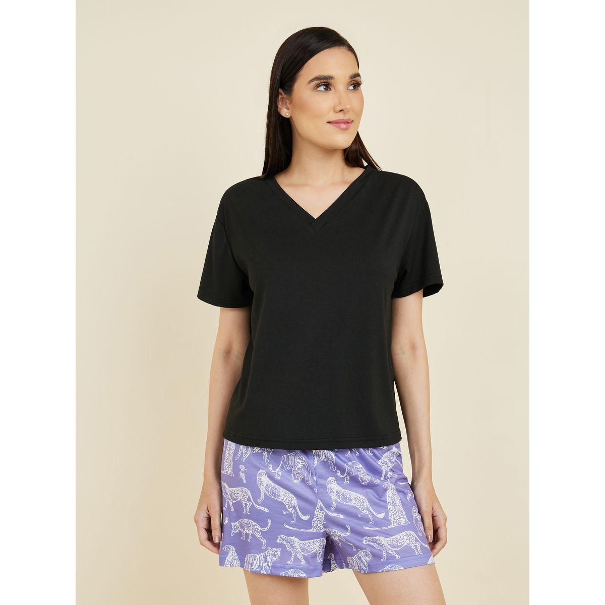Styli Unwind Drop Shoulder T-Shirt & Jaguar Print Short Set-women-clothing-nightwear-pyjamas-shortsets-image-3