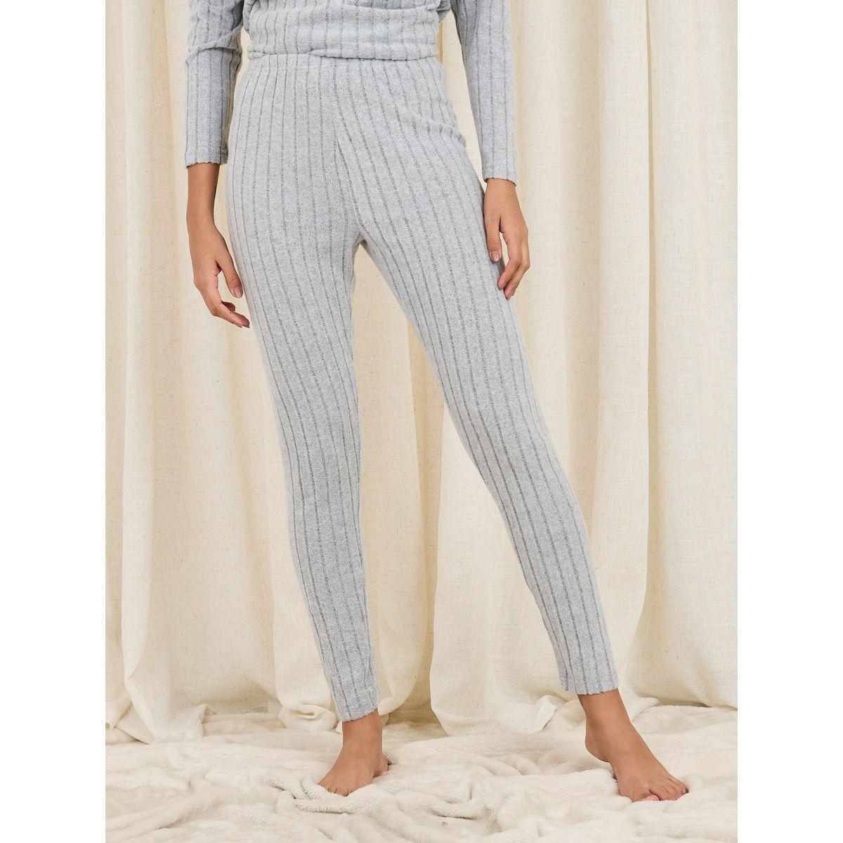 Styli Unwind Ribbed Collared Longline Top and Legging Lounge Set-women-clothing-coordsets-image-5