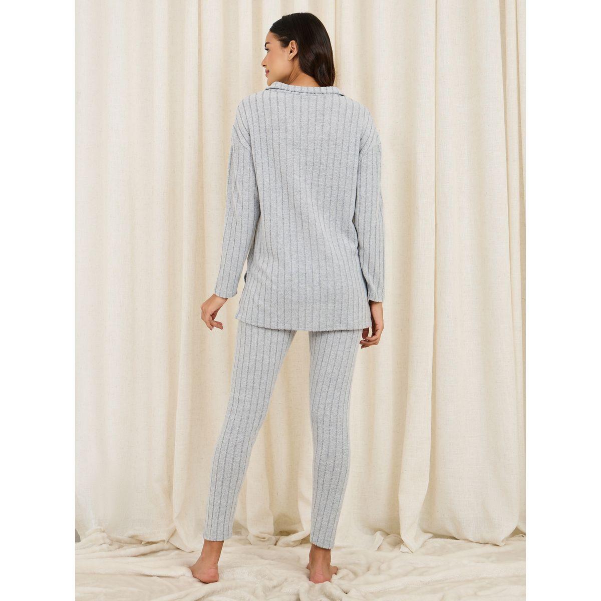 مجموعة من ليقنز مع بلوزة بتفاصيل مضلعة-women-clothing-coordsets-image-6