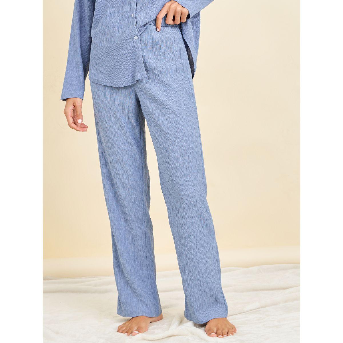 Styli Unwind Textured Longline Shirt and Pyjama Set-women-clothing-nightwear-pyjamas-longsets-image-5