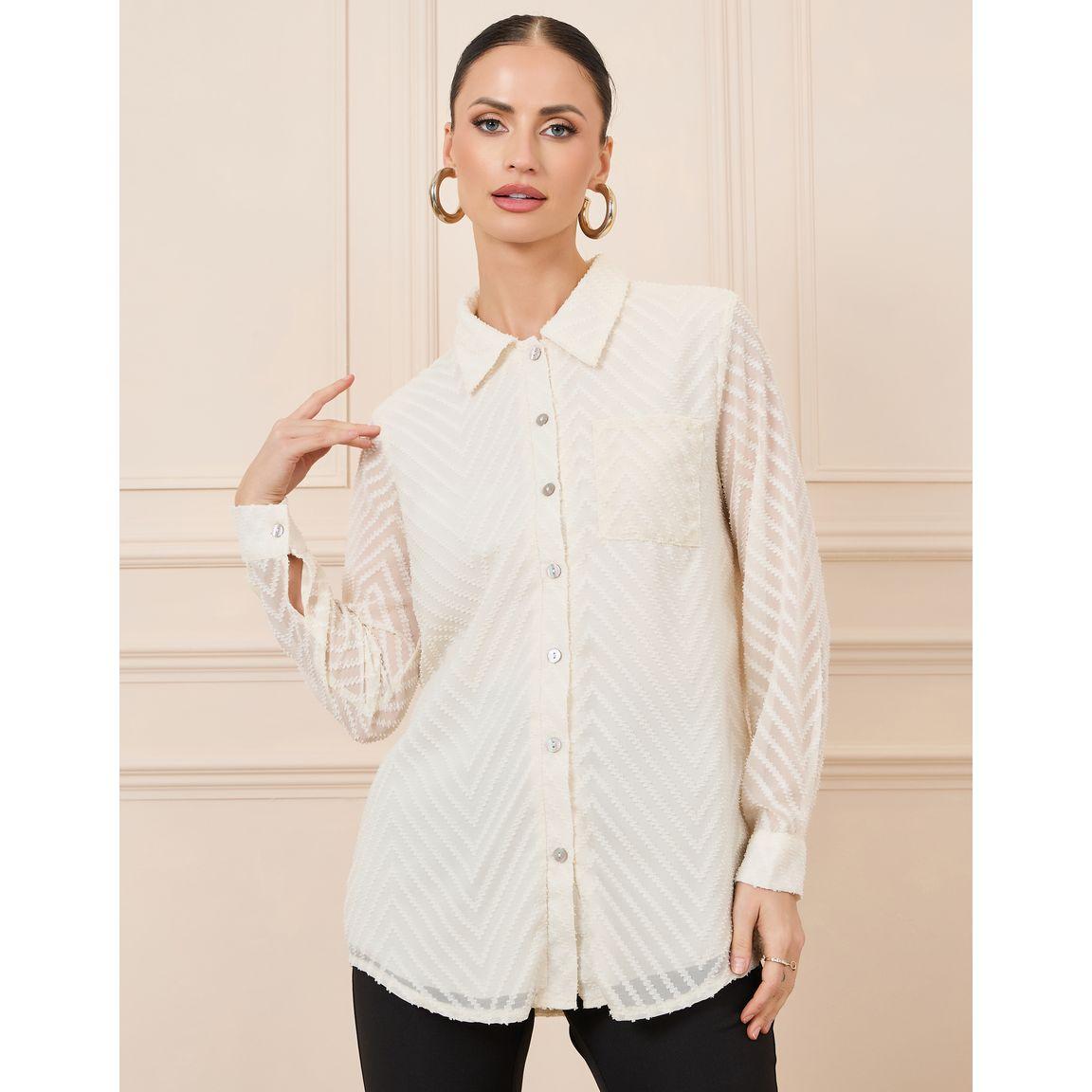 بلوزة مطبعة بنمط هندسي مع جيوب-women-clothing-shirtsandblouses-shirts-image-2