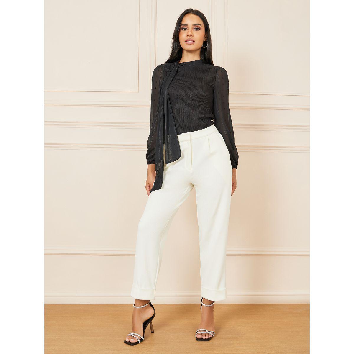 Styli Dobby Sleeves High Neck Textured Blouse-women-clothing-shirtsandblouses-blouses-image-5