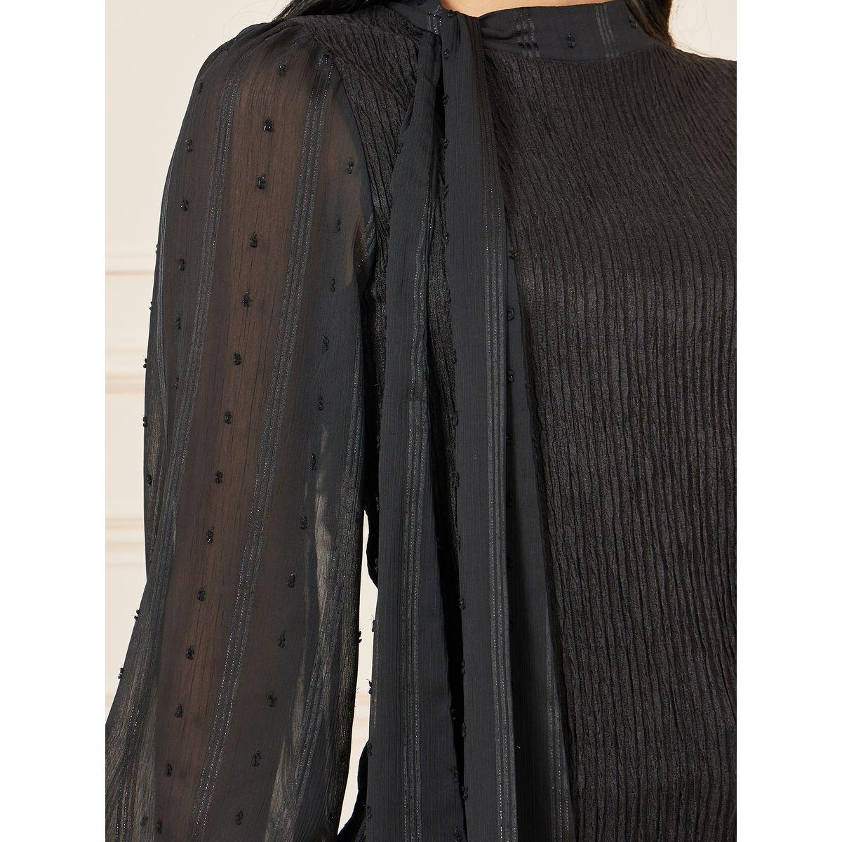 Styli Dobby Sleeves High Neck Textured Blouse-women-clothing-shirtsandblouses-blouses-image-6