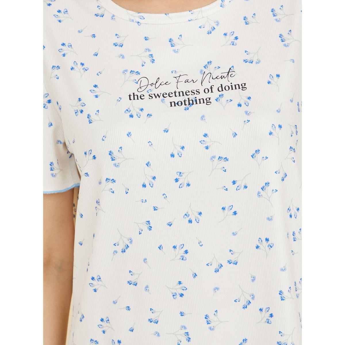 Styli Unwind Floral AOP Ribbed Lettuce Hem T-shirt and Pyjama Set-women-clothing-nightwear-pyjamas-longsets-image-4