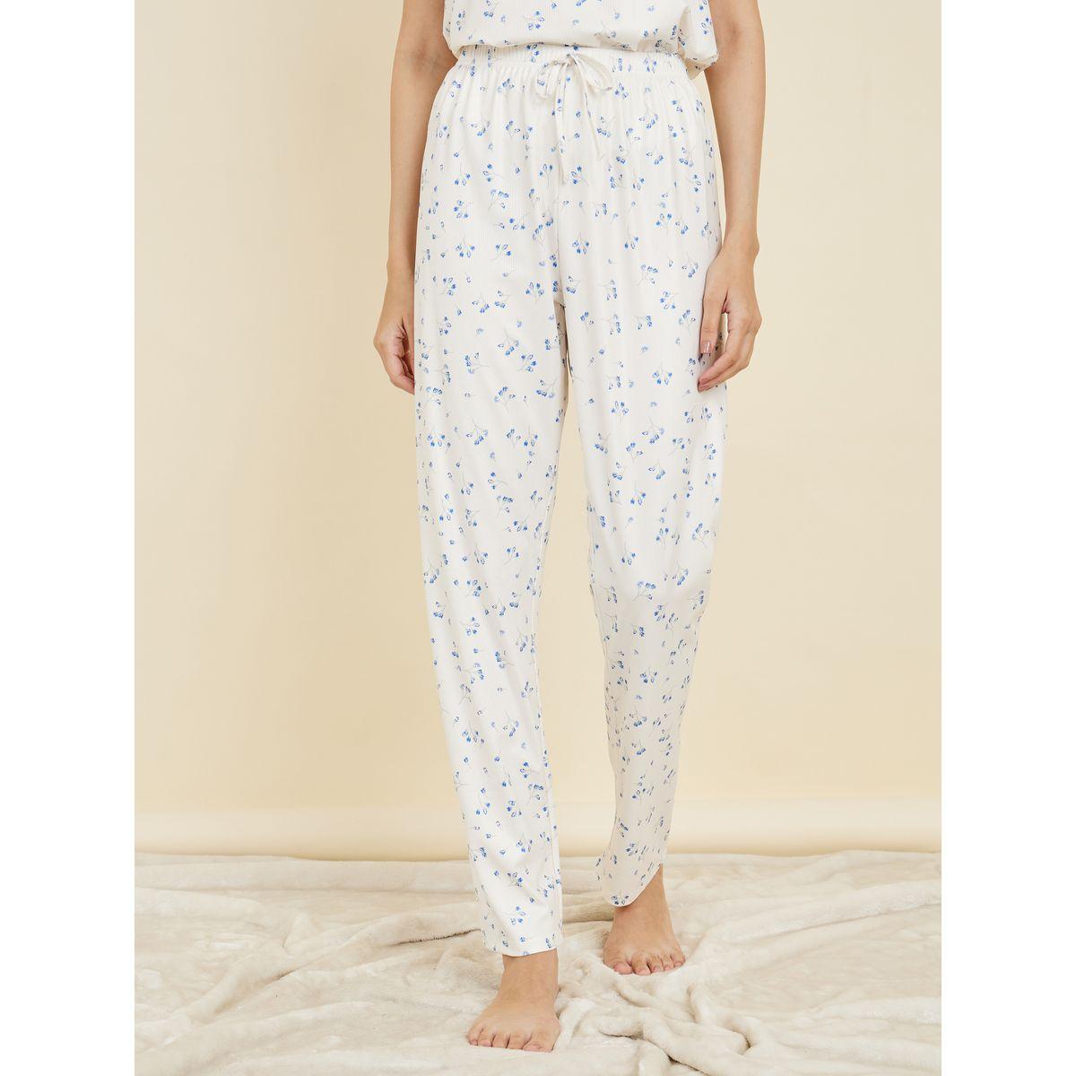 Styli Unwind Floral AOP Ribbed Lettuce Hem T-shirt and Pyjama Set-women-clothing-nightwear-pyjamas-longsets-image-6