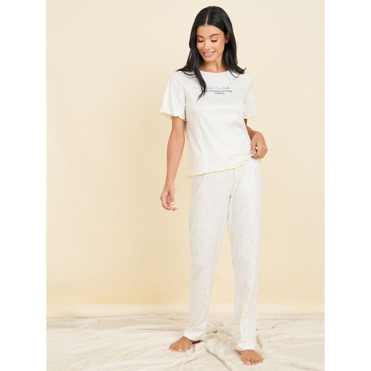 مجموعة من بنطال بيجاما وتيشيرت مطبع بالكامل-women-clothing-nightwear-pyjamas-longsets-image-2