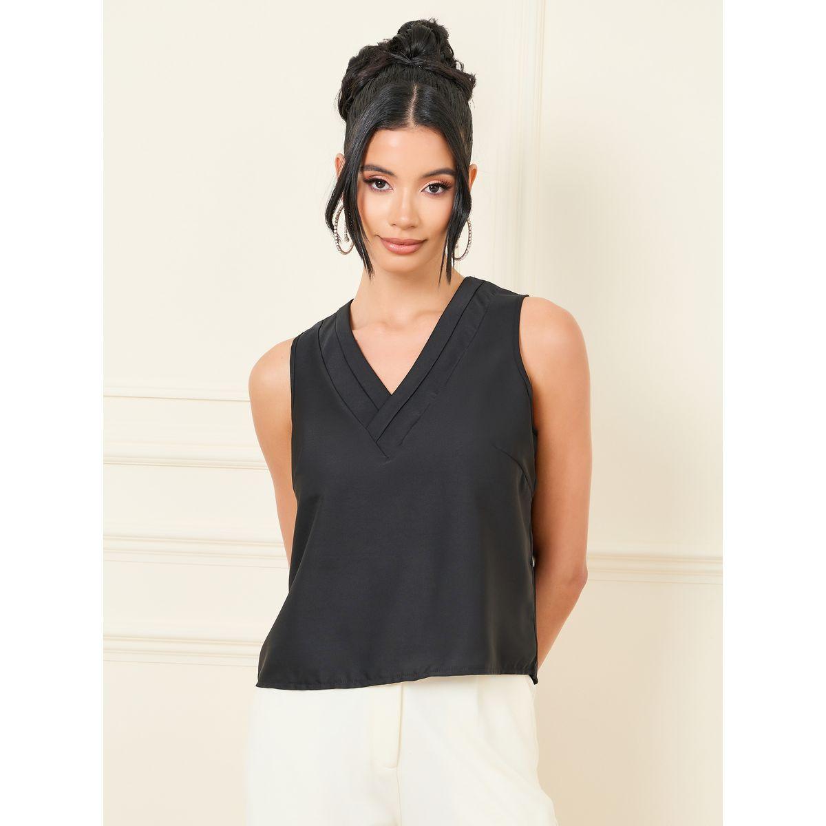 Styli Pleated V Neck Sleeveless Top-women-clothing-shirtsandblouses-blouses-image-2