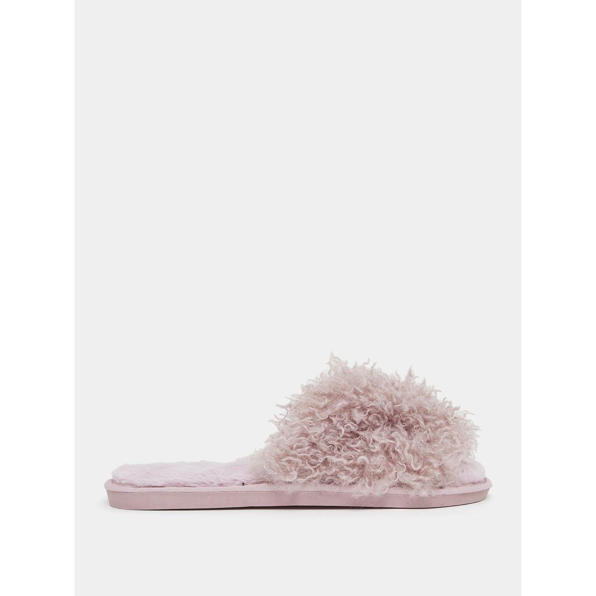 Styli Faux Fur Textured Bedroom Slippers-women-shoes-bedroomslippers-image-1