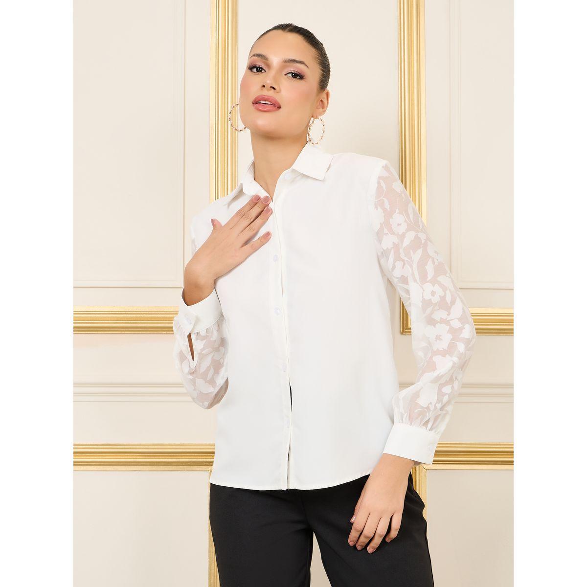 Styli Floral Print Sheer Sleeves Regular Fit Shirt-women-clothing-shirtsandblouses-shirts-image-2
