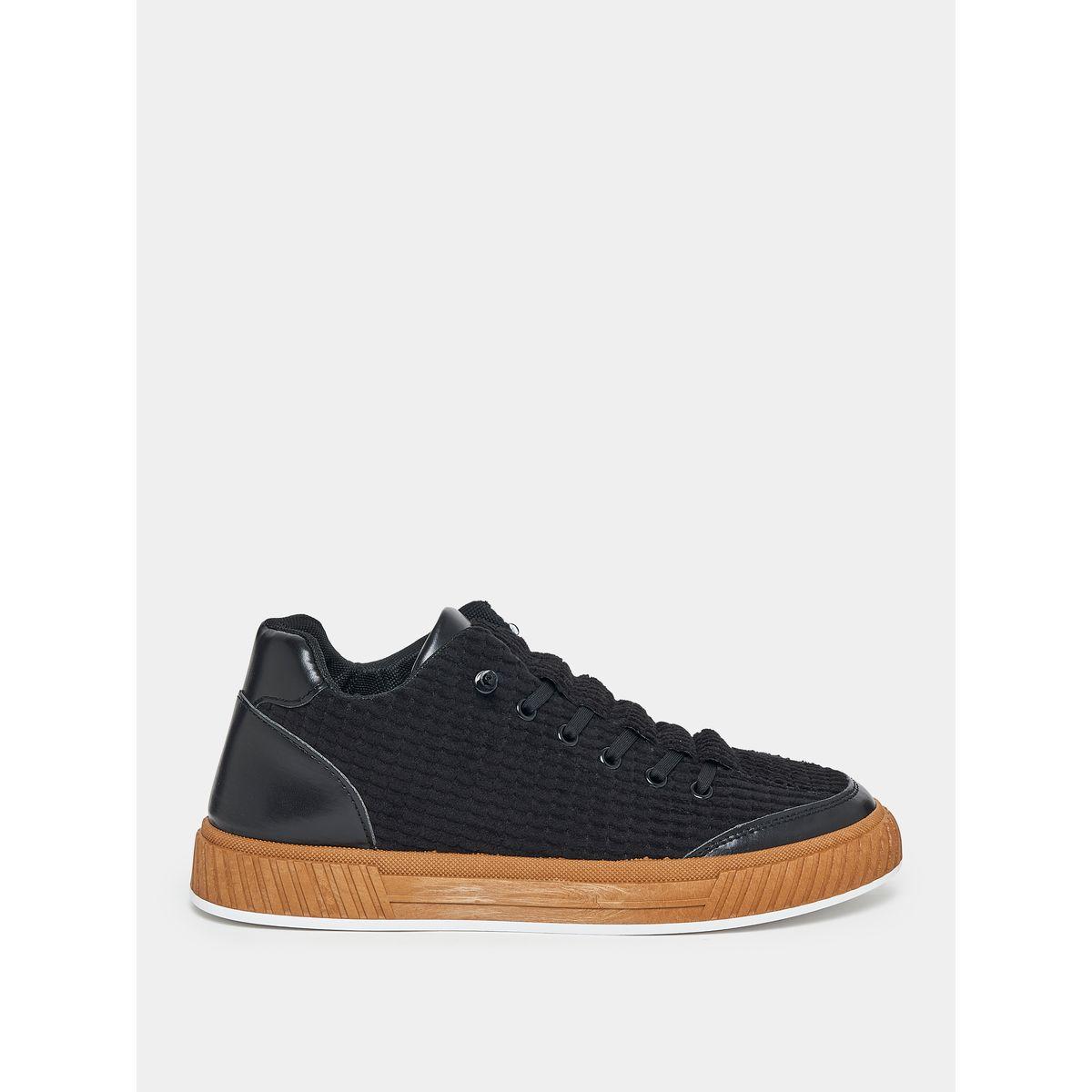 Styli Corduroy Accent Platform Sole Lace Up Sneakers-men-shoes-sneakers-image-1