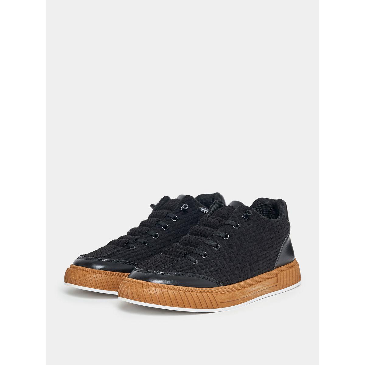 Styli Corduroy Accent Platform Sole Lace Up Sneakers-men-shoes-sneakers-image-2