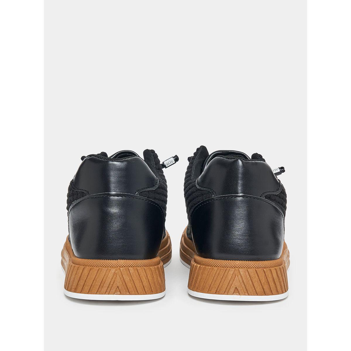 Styli Corduroy Accent Platform Sole Lace Up Sneakers-men-shoes-sneakers-image-3
