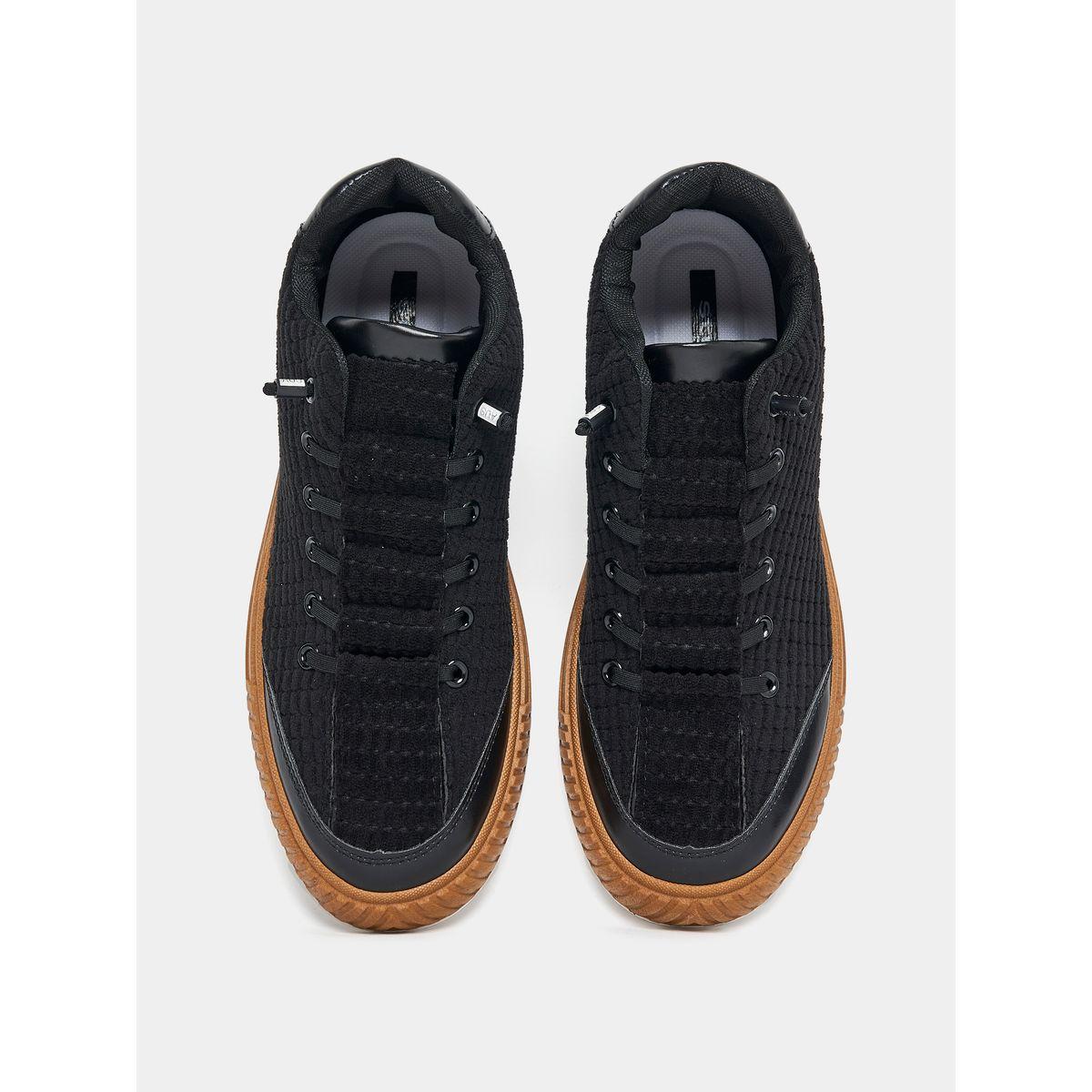 Styli Corduroy Accent Platform Sole Lace Up Sneakers-men-shoes-sneakers-image-4