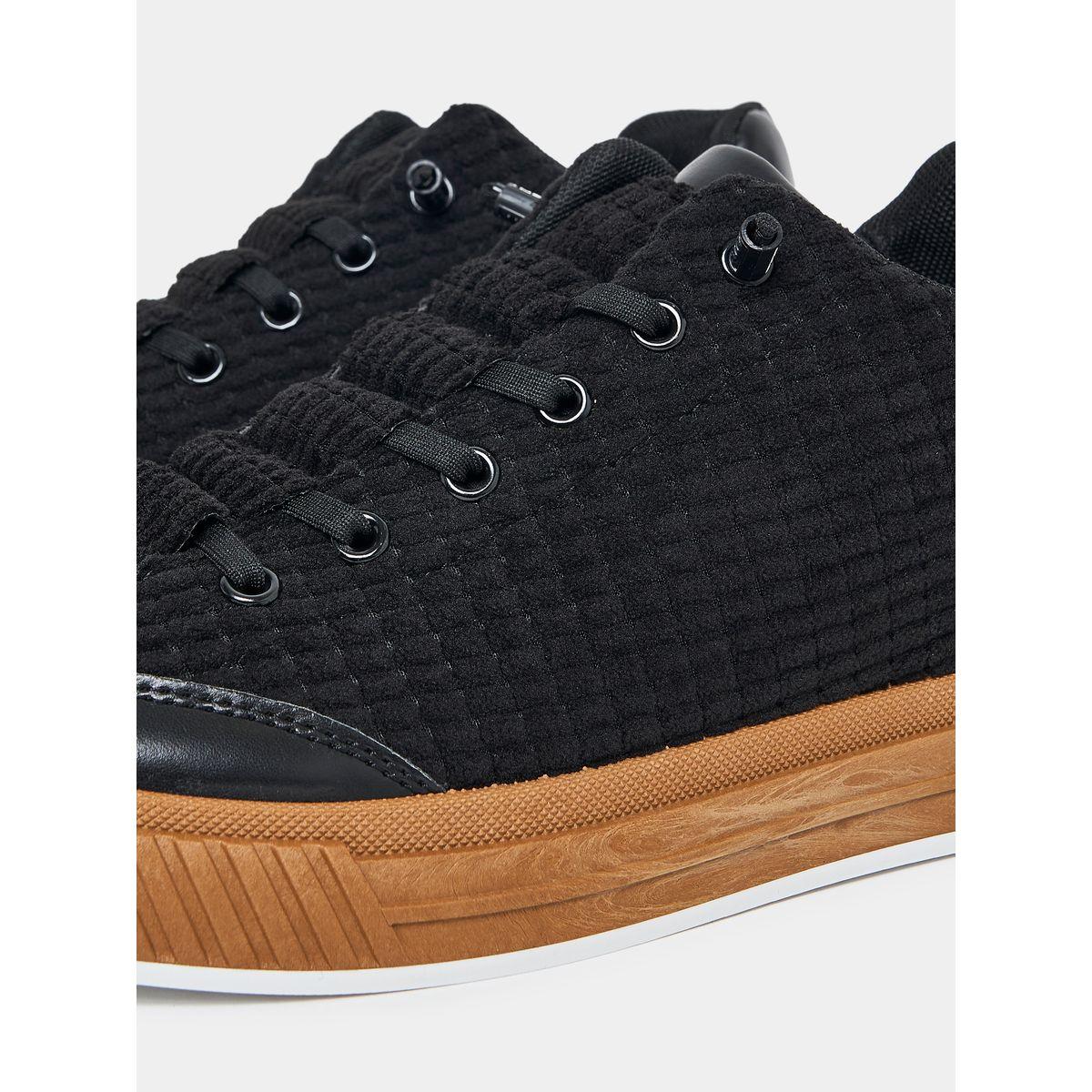 Styli Corduroy Accent Platform Sole Lace Up Sneakers-men-shoes-sneakers-image-5