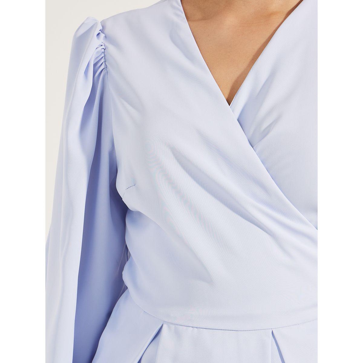 Styli V Neck Peplum Wrap Top with Tie Waist-women-clothing-shirtsandblouses-blouses-image-3