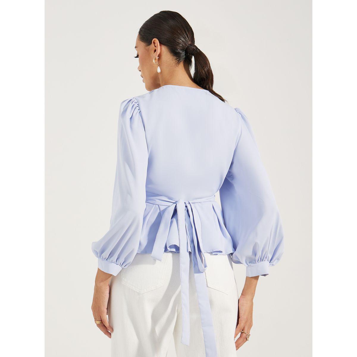بلوزة بيبلوم بنمط لف مع رباط خصر-women-clothing-shirtsandblouses-blouses-image-4