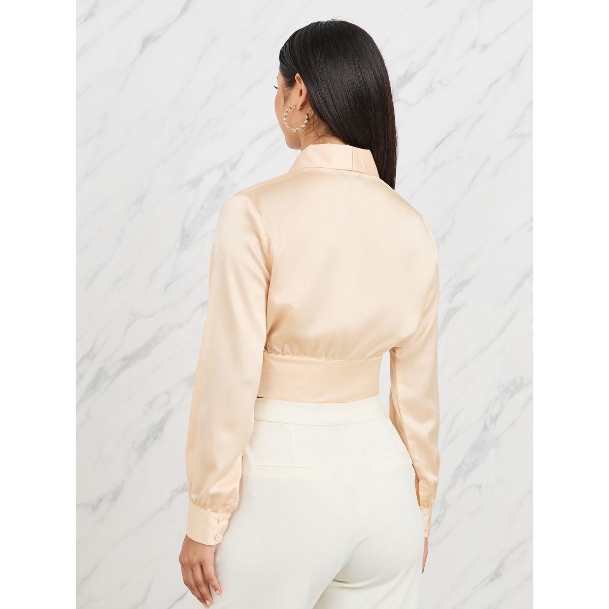 Styli Satin Collared Crop Wrap Top-women-clothing-shirtsandblouses-blouses-image-4