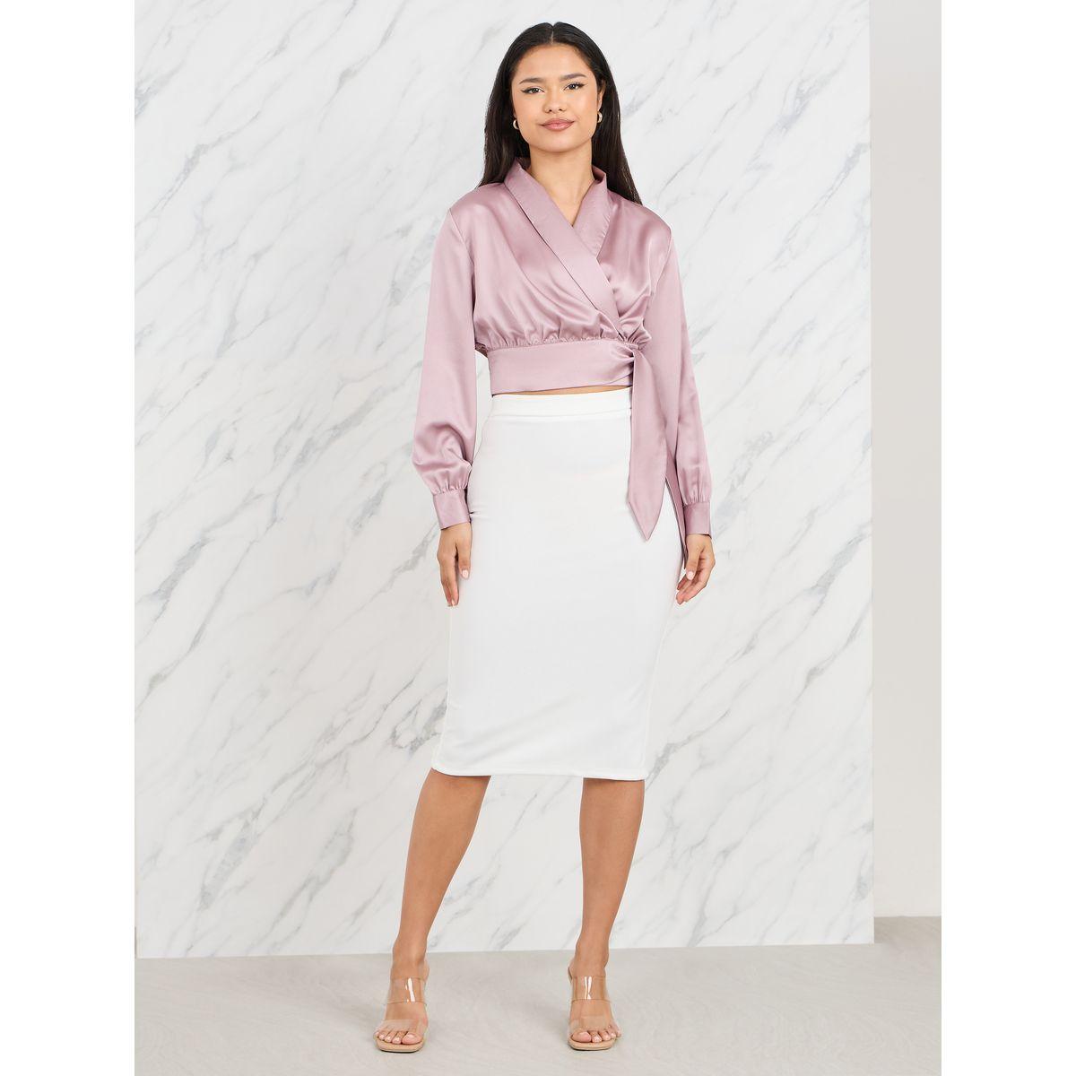 Styli Satin Collared Long Crop Wrap Top-women-clothing-shirtsandblouses-blouses-image-2