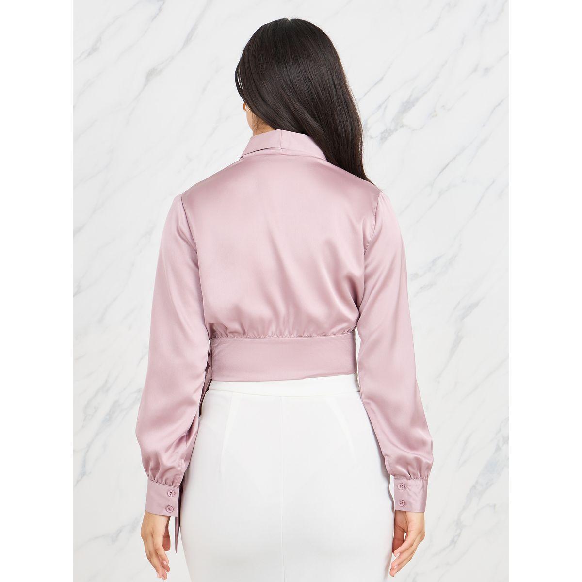 Styli Satin Collared Long Crop Wrap Top-women-clothing-shirtsandblouses-blouses-image-4