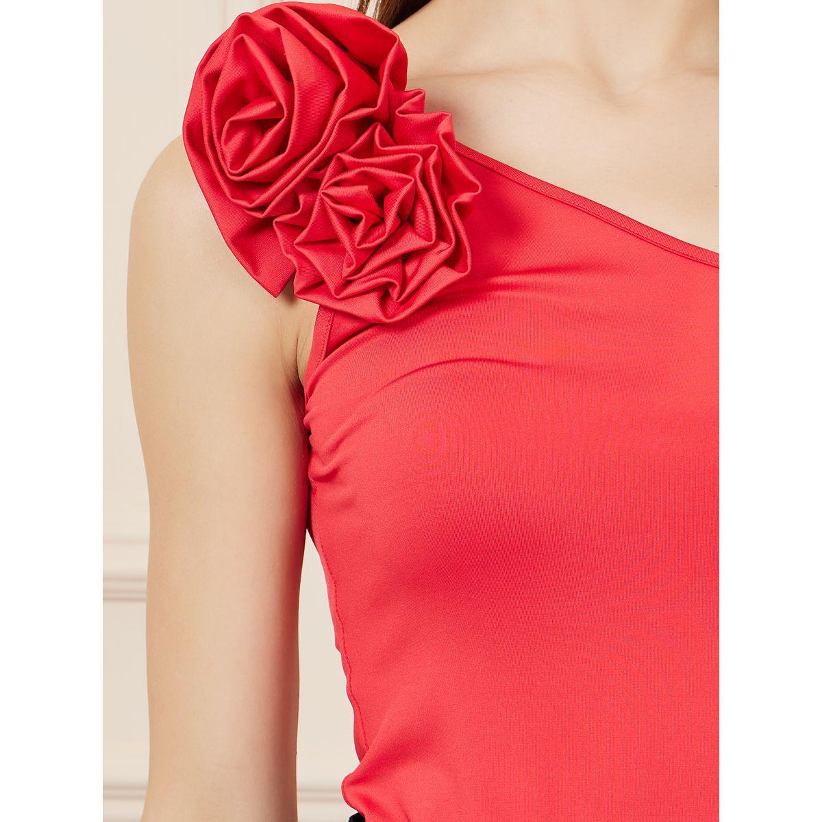بودي سوت بكتف واحد مع تفاصيل زهرة-women-clothing-tshirts-image-3