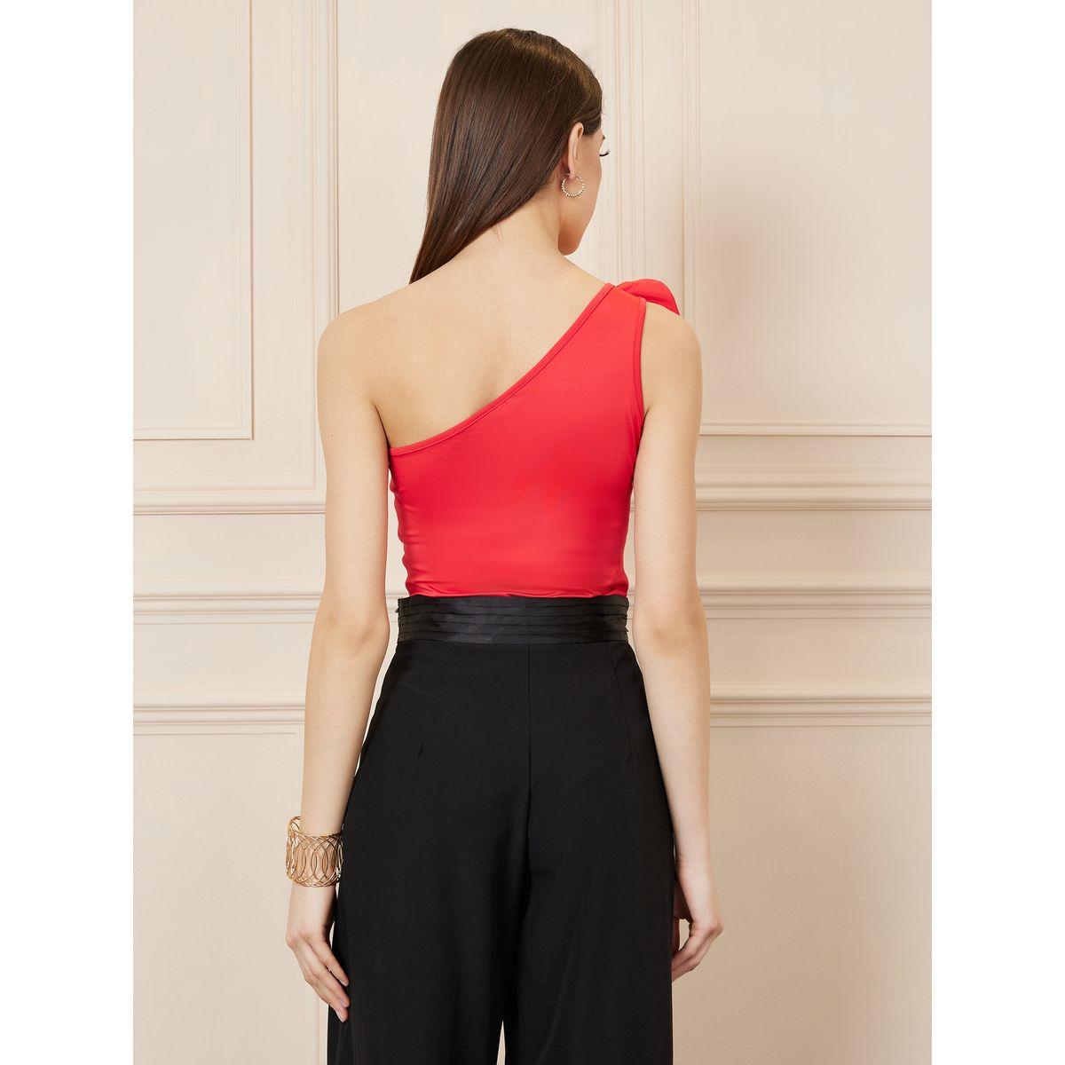 بودي سوت بكتف واحد مع تفاصيل زهرة-women-clothing-tshirts-image-5